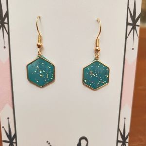 Sparkly blue and gold earrings